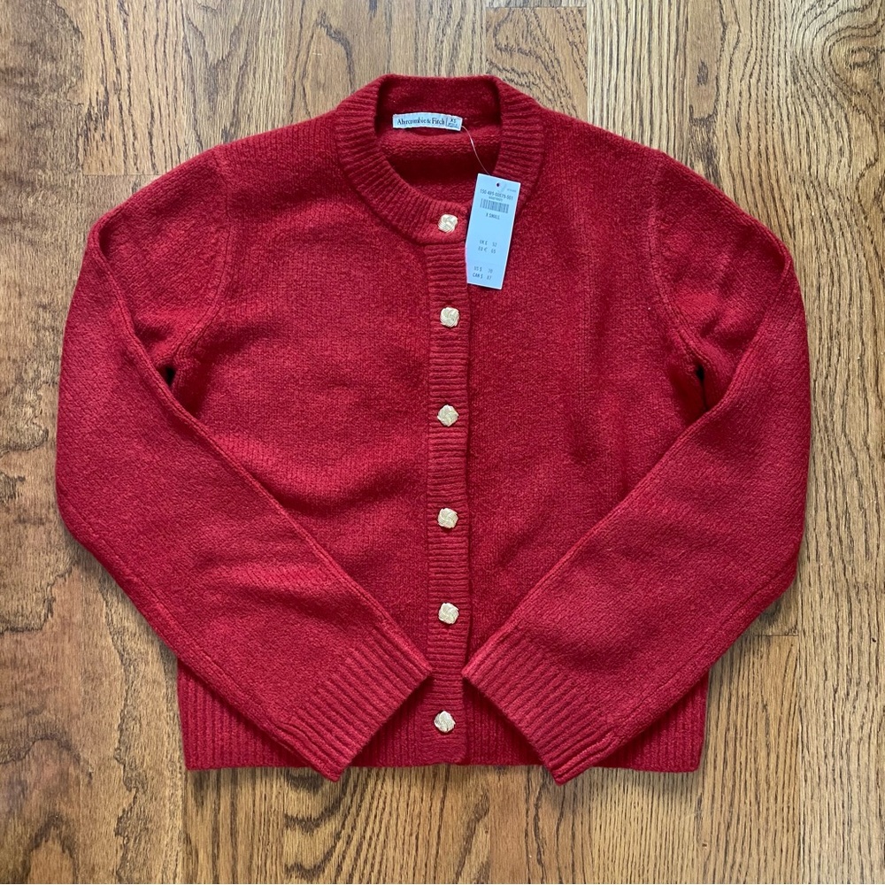 Rust red cardigan sweater